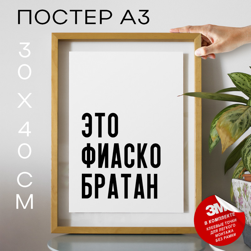 

Плакат интерьерный Мемы Это фиаско братан PS1164 30х40, рамка А3, PS1164
