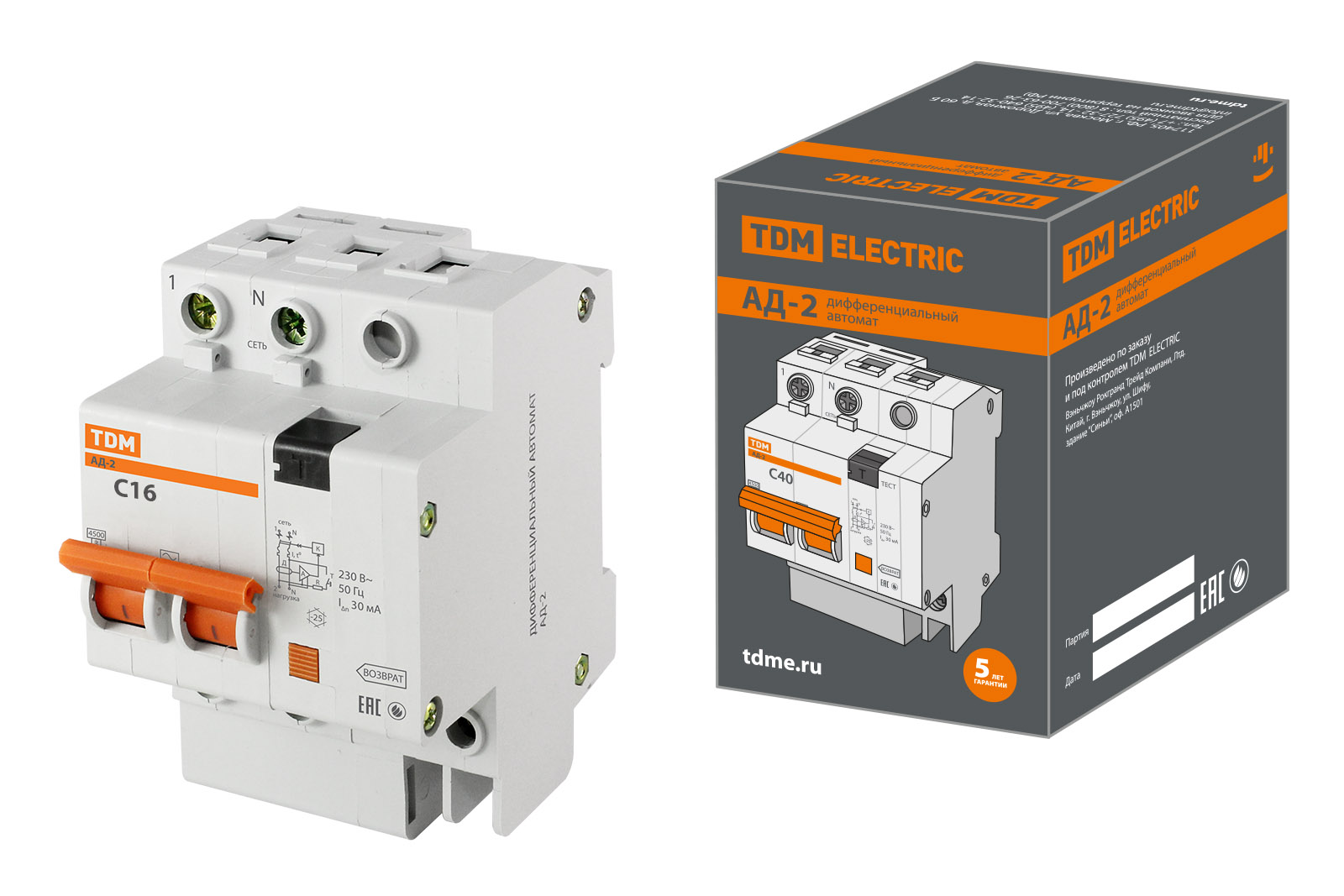 фото Дифференциальный автомат ад-2 2p 16а 30ма tdm {sq0221-0001} tdm electric