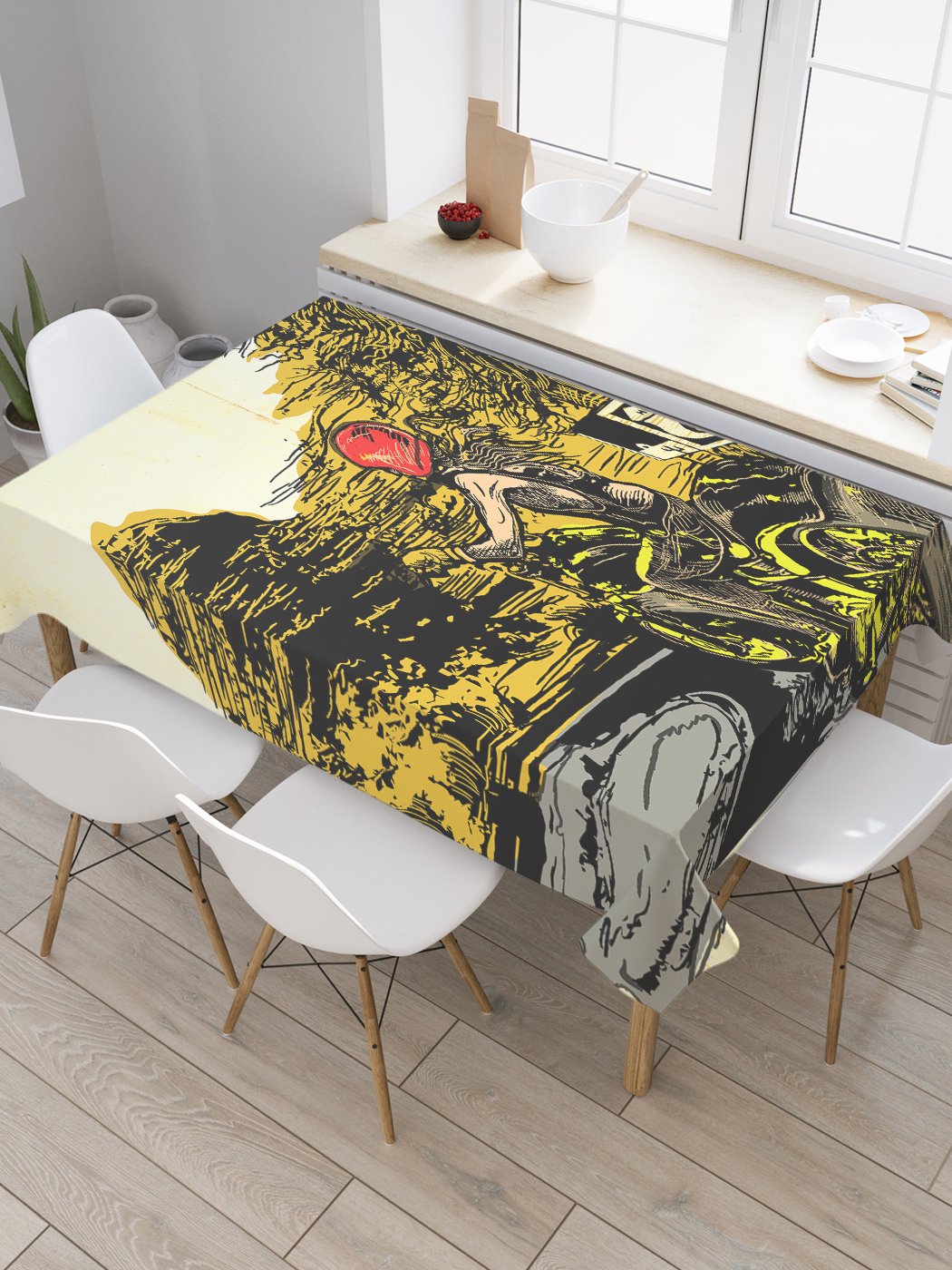 

Скатерть прямоугольная JoyArty "На исторической 66" из оксфорда, 120x145 см, Желтый, На исторической 66