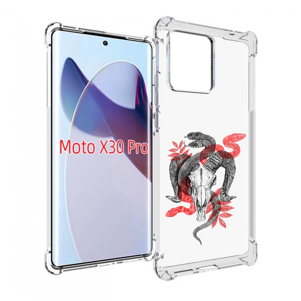 

Чехол MyPads змея в черепе рисунок для Motorola Moto X30 Pro, Прозрачный, Tocco