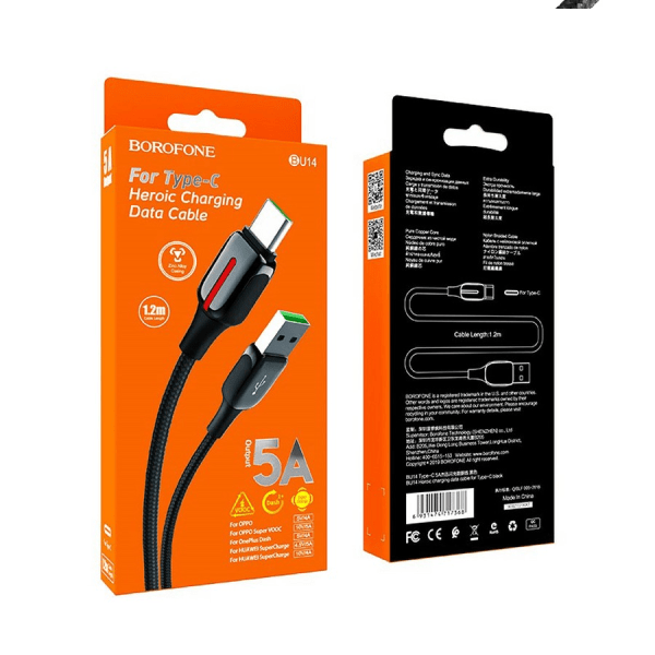 фото Кабель borofone usb type-c bu14 1.2m черный