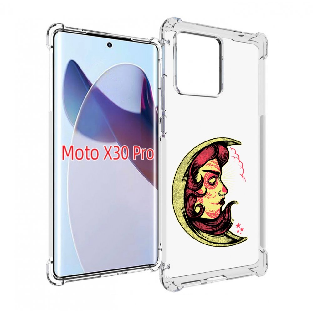 

Чехол MyPads желтый полумесяц с лицом девушки для Motorola Moto X30 Pro, Прозрачный, Tocco