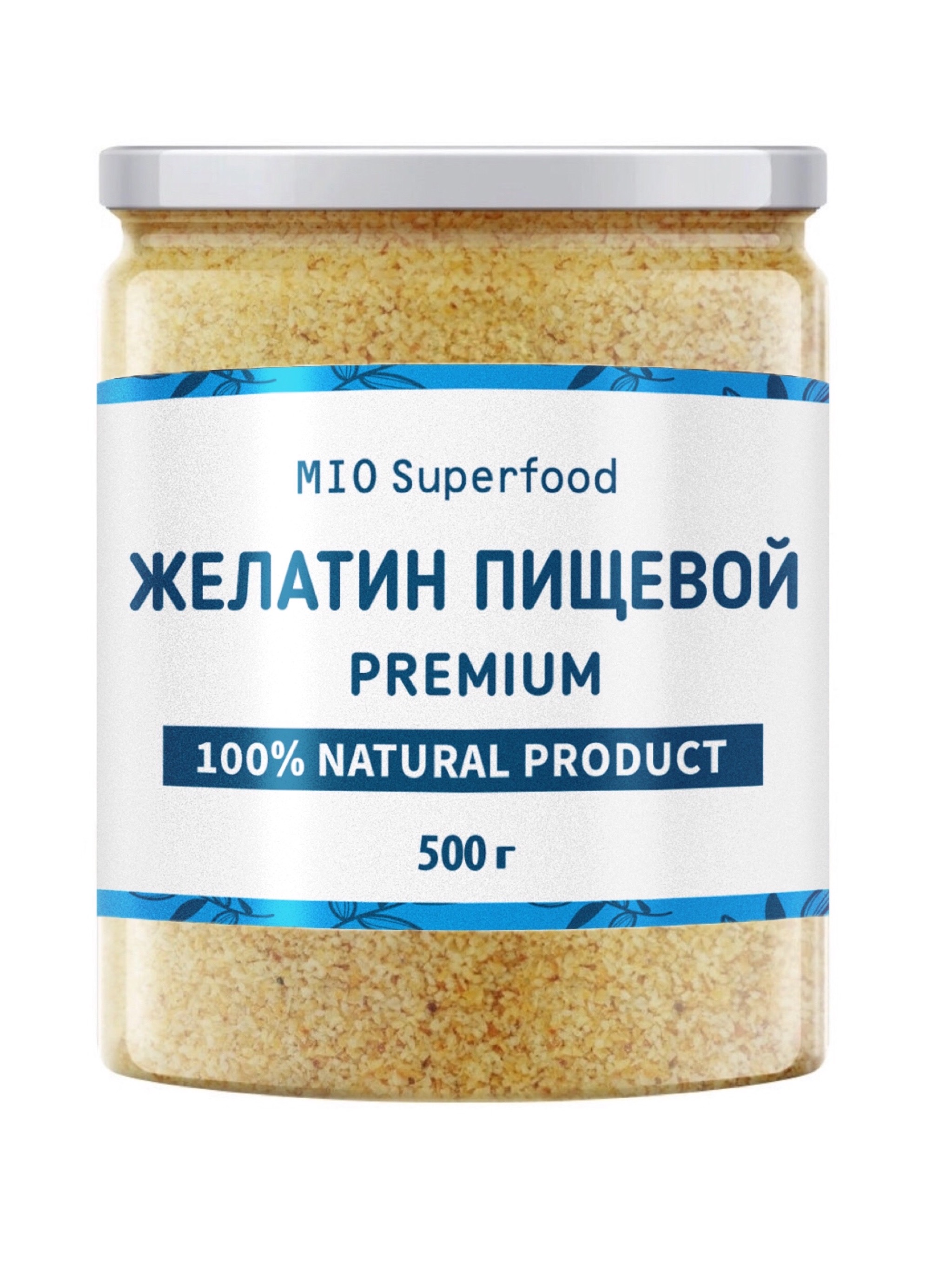 фото Желатин mio superfood пищевой для приготовления желе говяжий халяль 200 bloom 500г miopharm