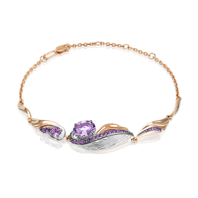 

Браслет из золота р. 20 PLATINA jewelry 05-0797-00-203-1111, аметист, 05-0797-00-203-1111