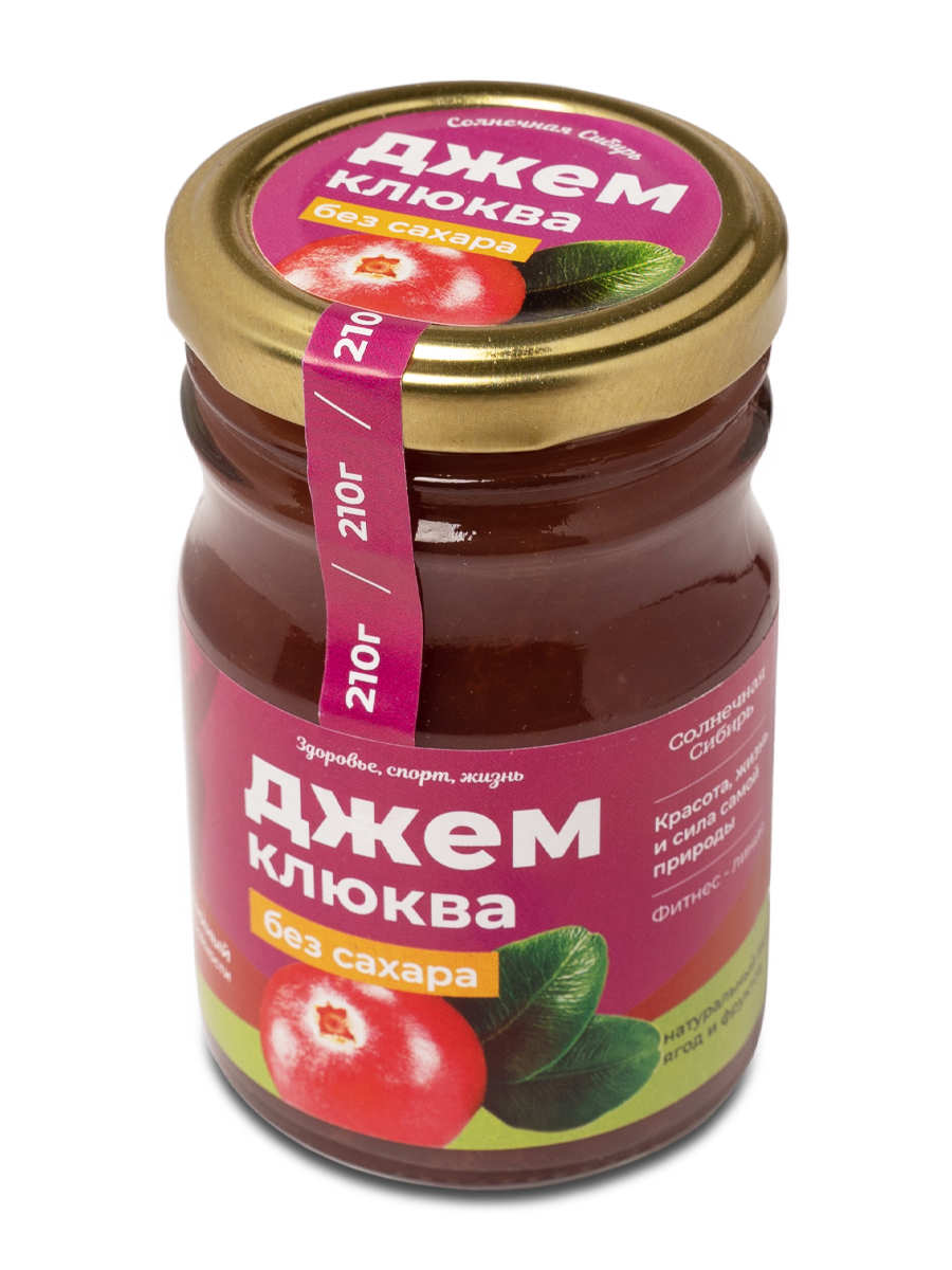 

Джем Солнечная Сибирь Клюква без сахара, 210 гр, 100000208