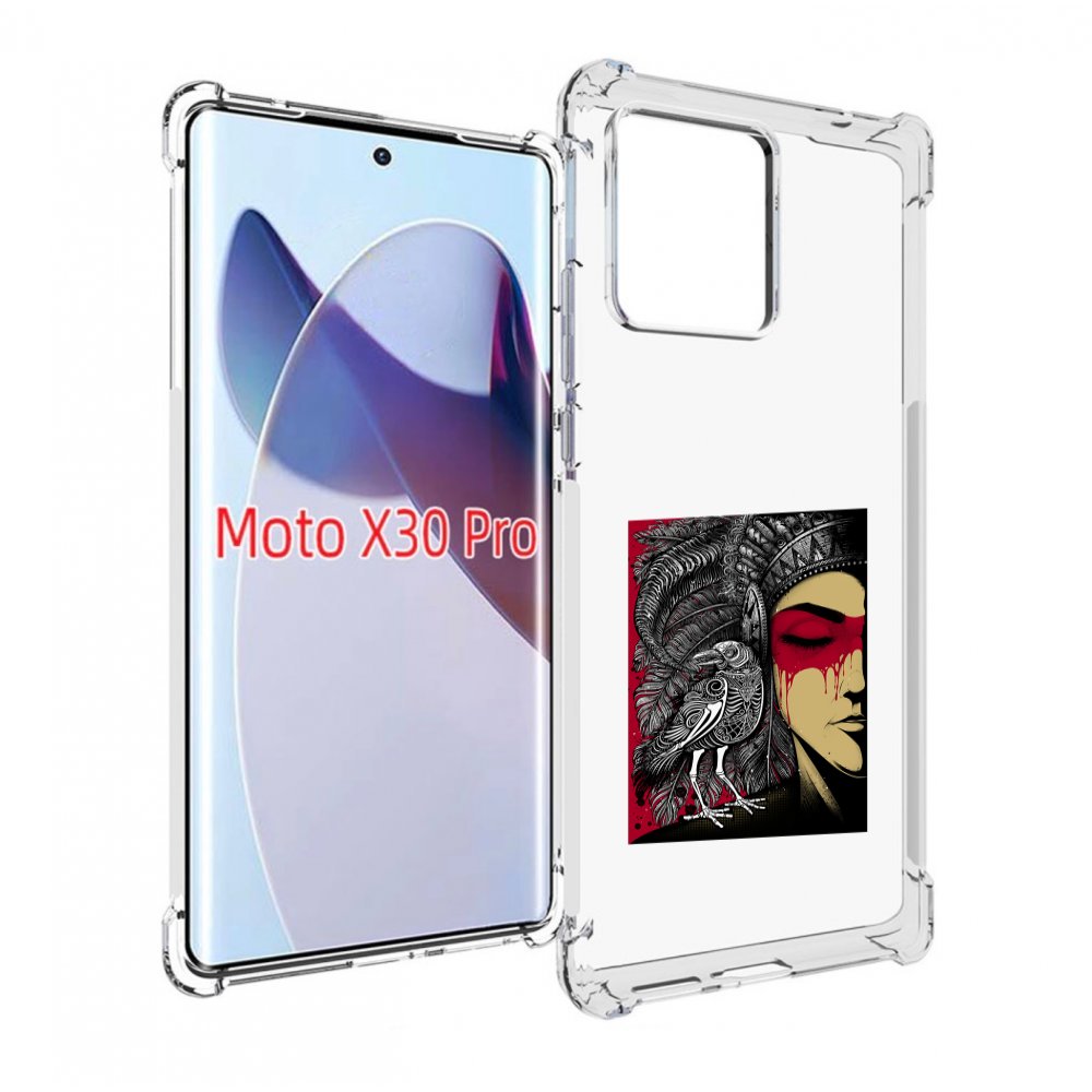 

Чехол MyPads девушка с вороном в абстракции для Motorola Moto X30 Pro, Прозрачный, Tocco