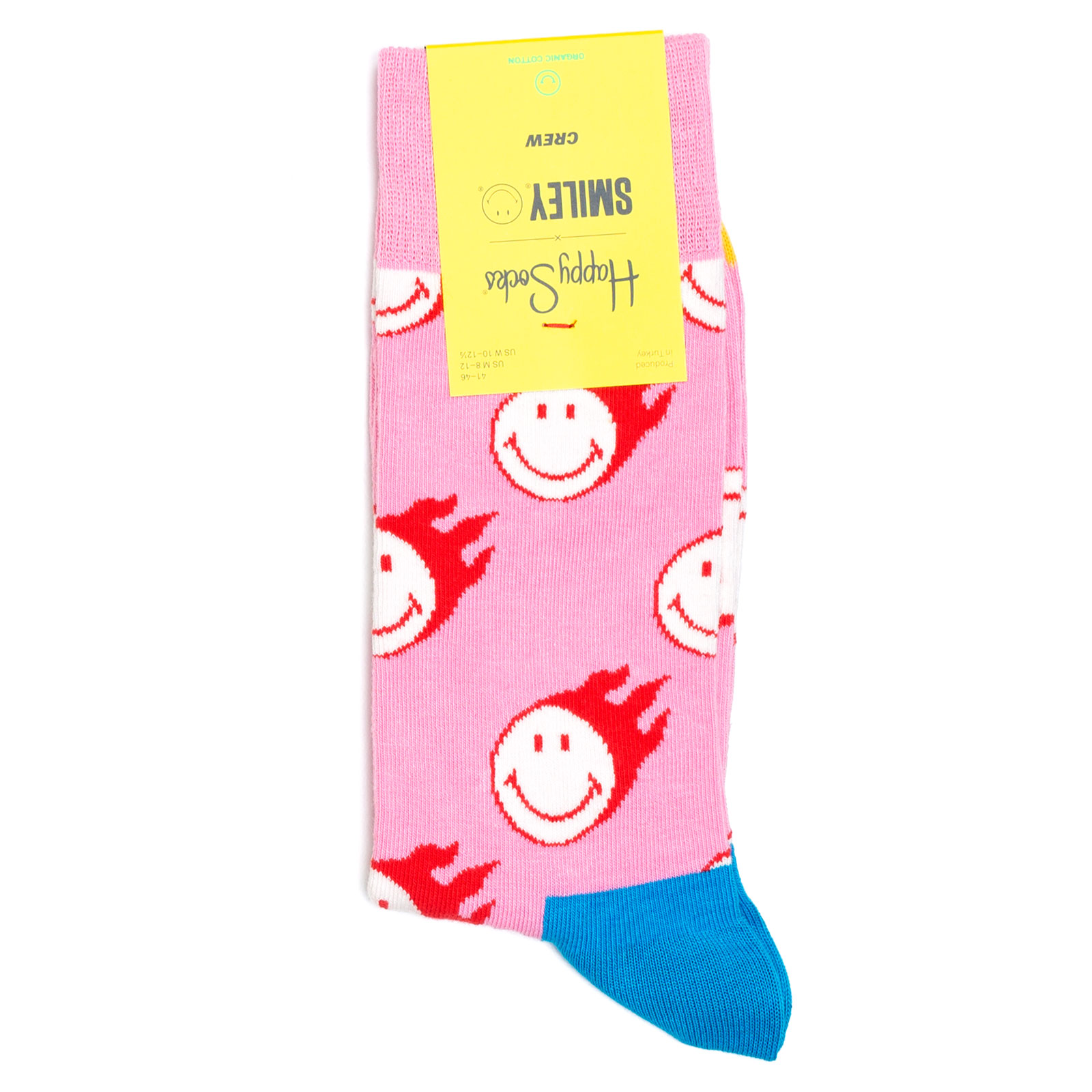 фото Носки унисекс happy socks happy socks x smiley flaming smiley pink разноцветные 36-40
