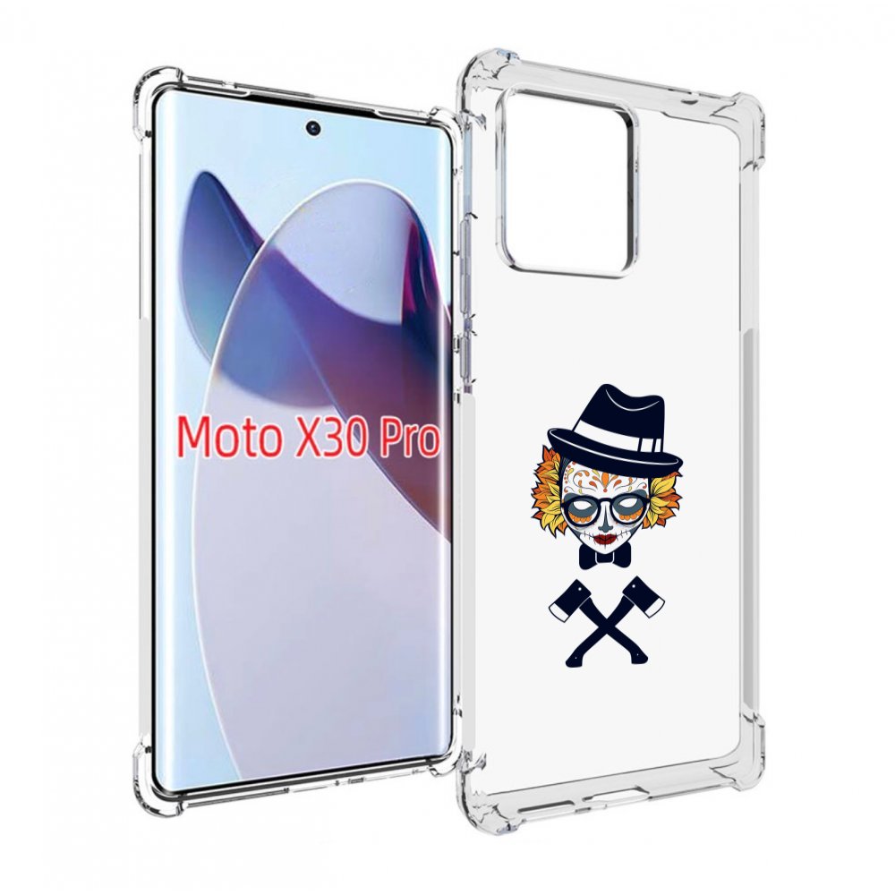 

Чехол MyPads девушка в маске с топорами рисунок для Motorola Moto X30 Pro, Прозрачный, Tocco