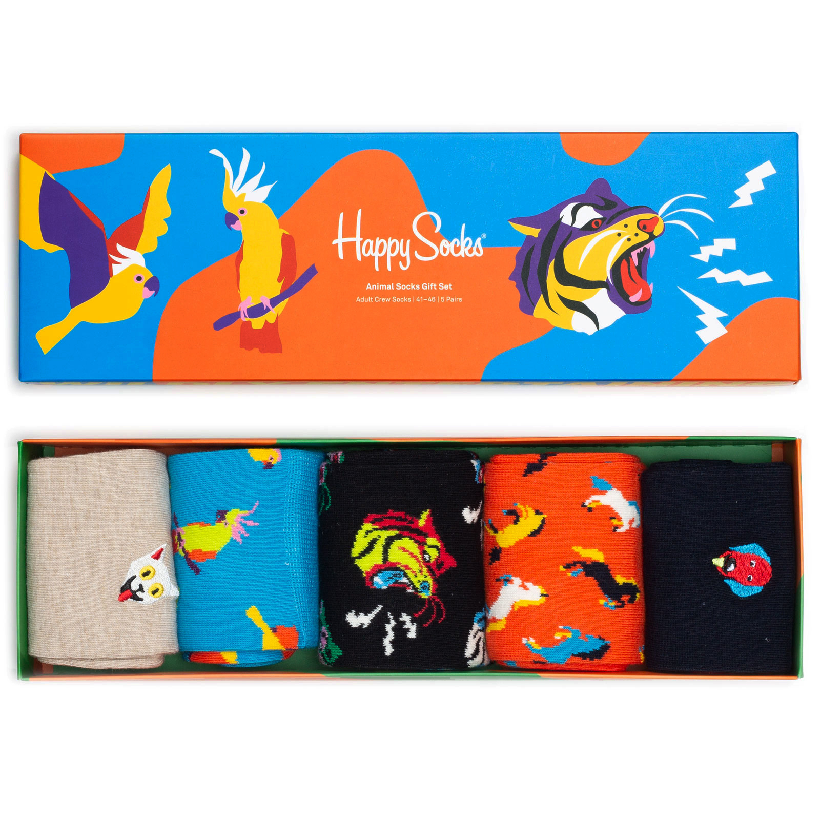 фото Подарочный набор носков унисекс happy socks happy socks 5 pack animal разноцветный 41-46