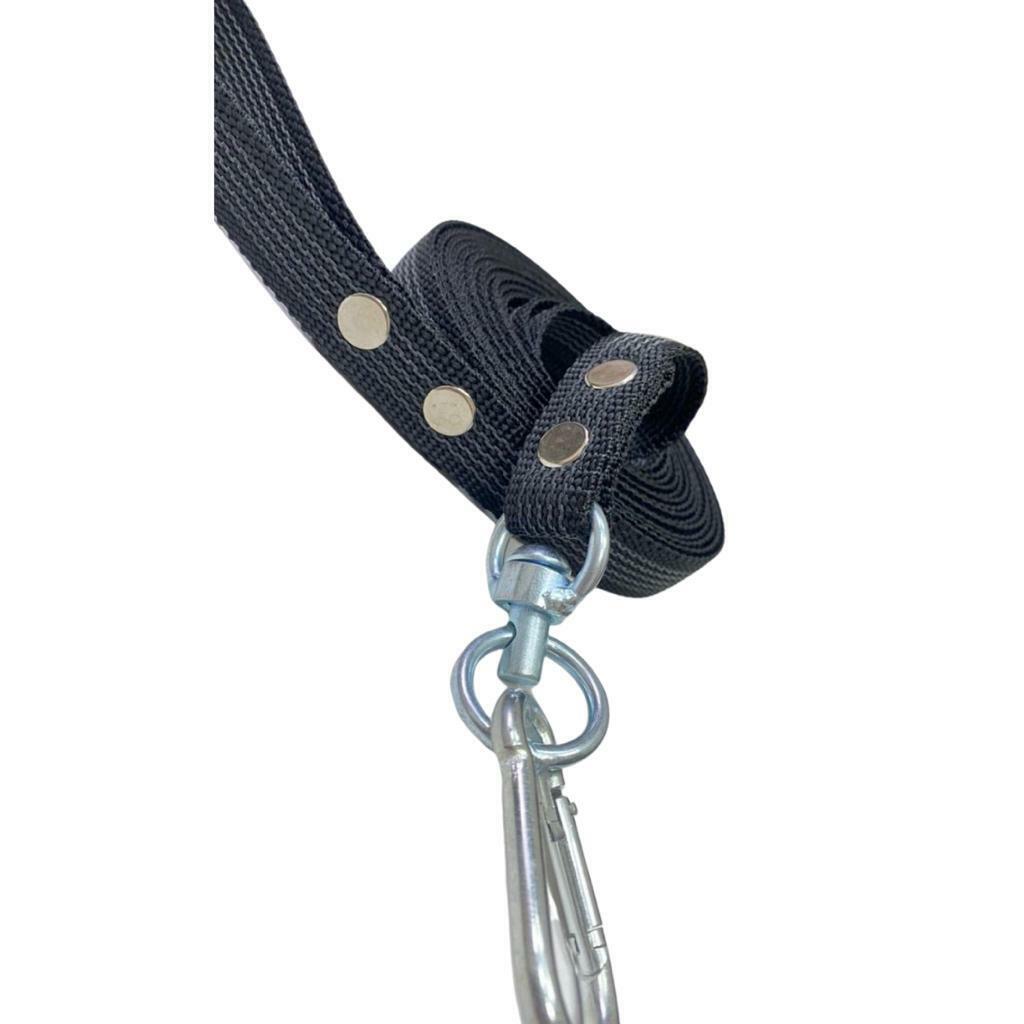 

Поводок для собак с вертлюгом и альпинистским карабином усиленный 4 м х 25 мм (Черный)