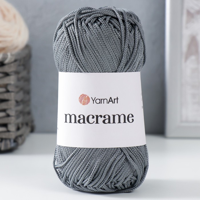 

Пряжа "Macrame Макраме" 100% полиэстер 130м/90гр (159 стальной), Серый, Пряжа "Macrame Макраме"