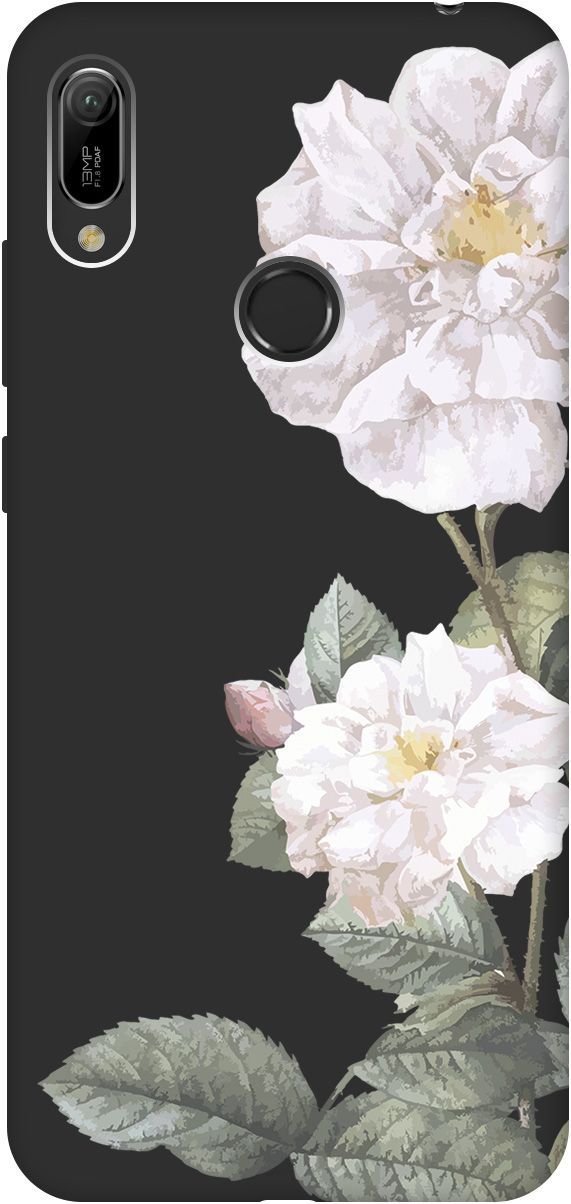 

Чехол на Honor 8A/8A Pro/Huawei Y6 (2019)/Y6 Prime (2019) "White Rose" черный, Черный;желтый, 2475