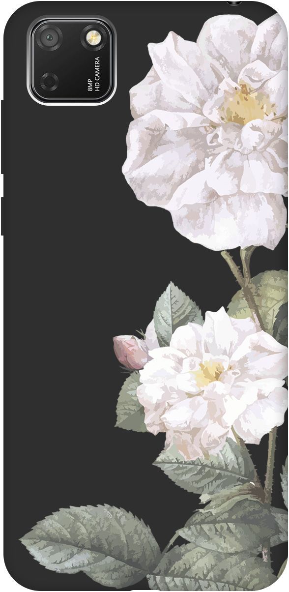 

Чехол на Honor 9S/Huawei Y5P с принтом "White Rose" черный, Черный;желтый, 2473