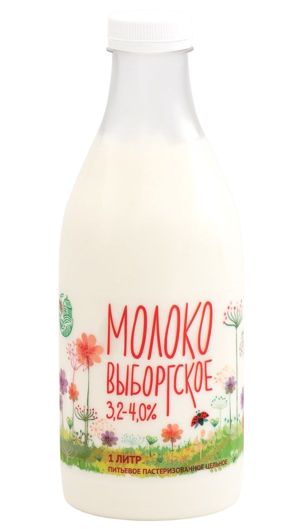 

Молоко 3,2 - 4% пастеризованное 1 л Выборгское БЗМЖ