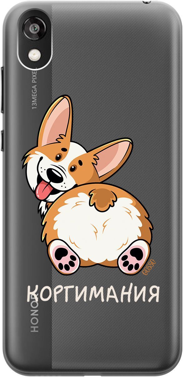 

Чехол на Honor 8S/Huawei Y5 (2019) "CorgiMania" прозрачный, Прозрачный;бежевый, 1698