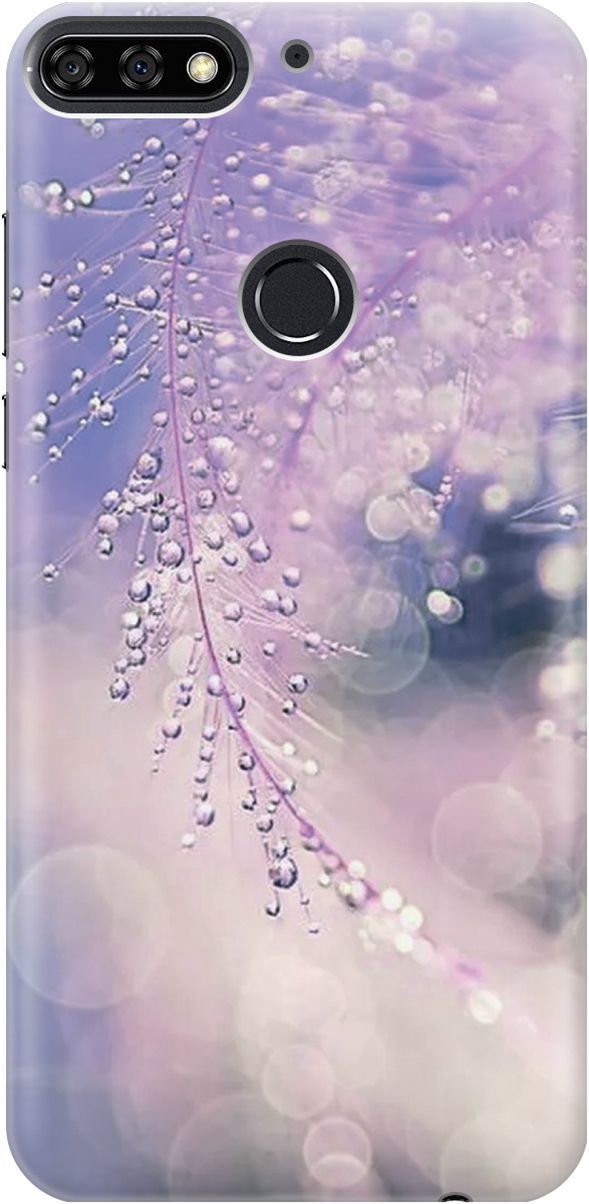 

Чехол на Honor 7C/7A Pro/Huawei Y6 Prime (2018) "Ветка в капельках", Белый;синий, 2234