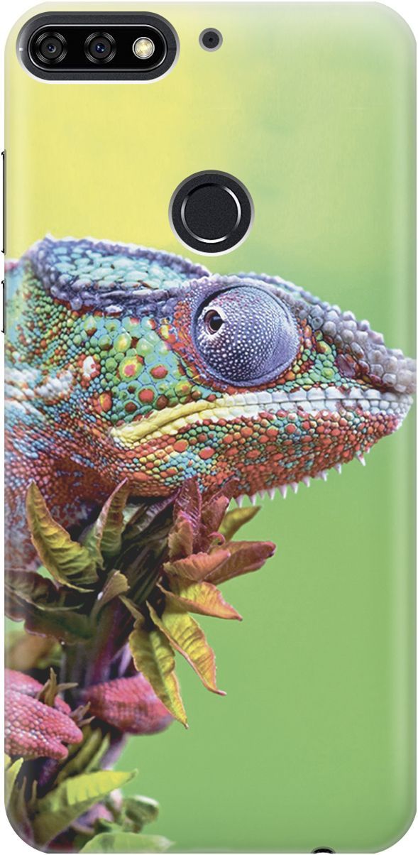 

Чехол на Honor 7C/7A Pro/Huawei Y6 Prime (2018) "Разноцветный хамелеон", Желтый;зеленый, 2234