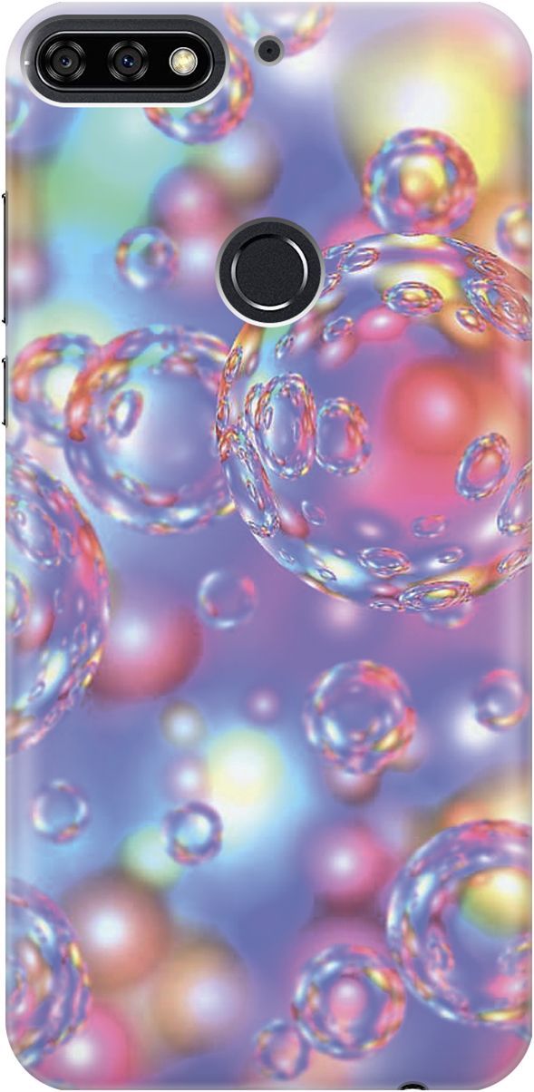 

Чехол на Honor 7C/7A Pro/Huawei Y6 Prime (2018) "Необычные пузырьки", Белый;розовый, 2234