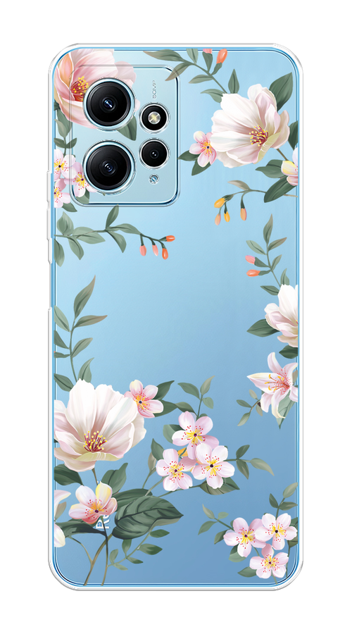 

Чехол на Xiaomi Redmi Note 12 4G "Beautiful white flowers", Бежевый;зеленый, 318350-1