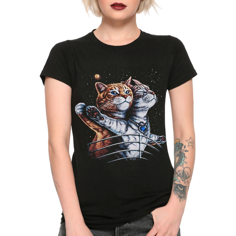 

Футболка женская Dream Shirts Титаник и Коты черная S, Черный, Титаник и Коты