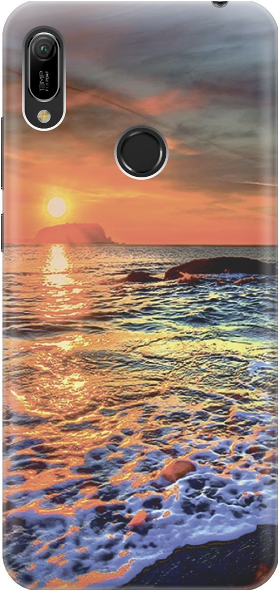 

Чехол на Honor 8A/8A Pro/Huawei Y6 (2019)/Y6 Prime (2019) "Закат на море", Белый;оранжевый, 2233