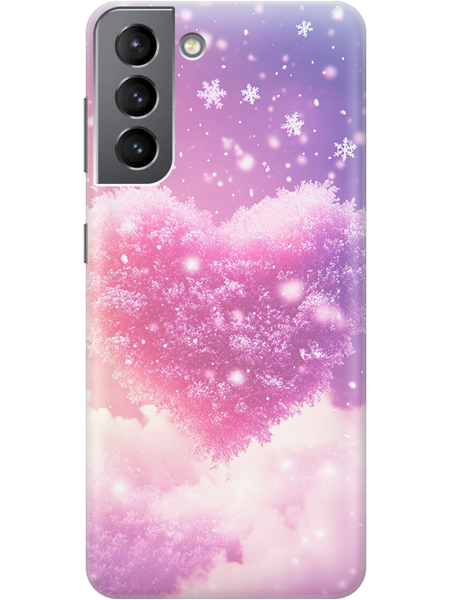 

Силиконовый чехол на Samsung Galaxy S21 с принтом "Пушистое сердце", Прозрачный;белый;розовый, 724125091