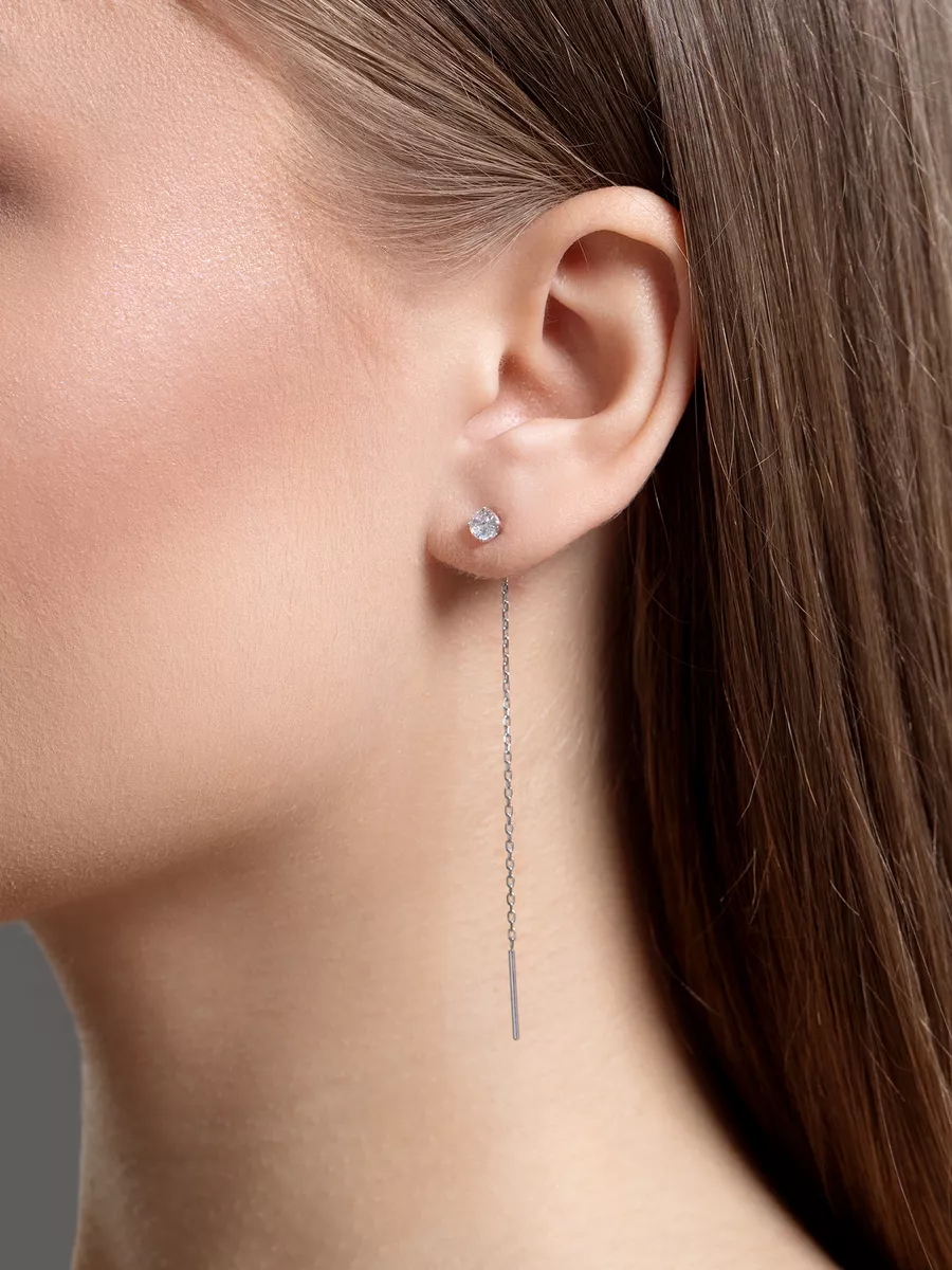 

Серьги продевки из серебра LineFreedom LFСр0201-685, фианит, LFСр0201-685