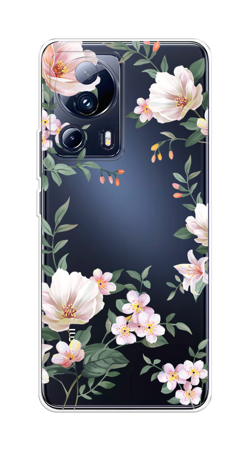 

Чехол на Xiaomi 13 Lite "Beautiful white flowers", Бежевый;зеленый, 318150-1