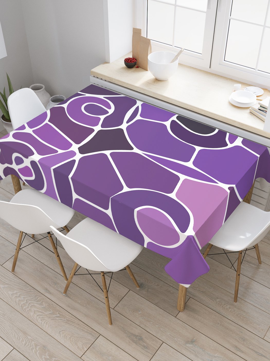 

Скатерть прямоугольная JoyArty "Мозаика спиралей" из оксфорда, 120x145 см, Фиолетовый, Мозаика спиралей