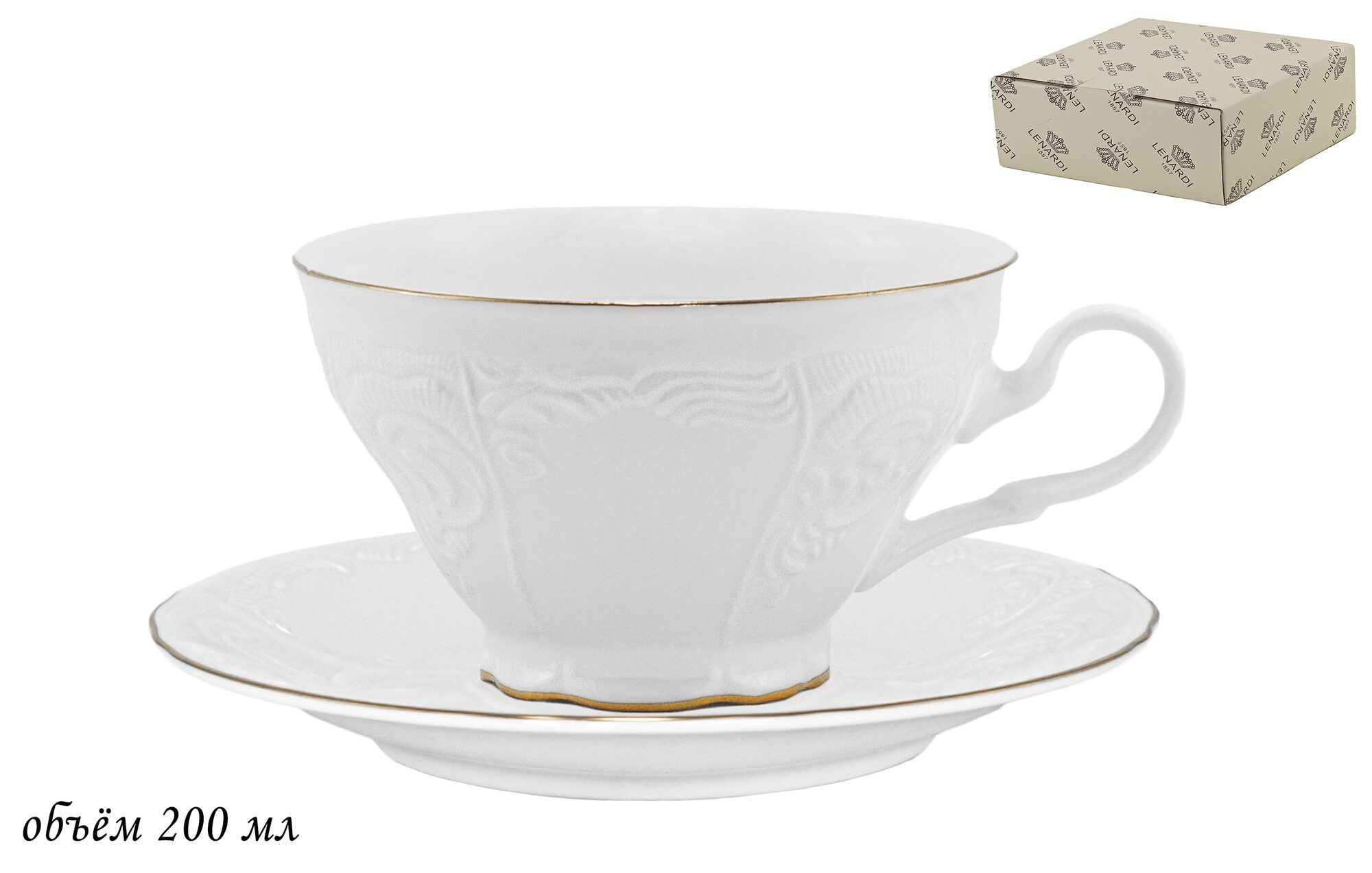 

Чашка с блюдцем Lenardi Maria Gold 200мл фарфор, Белый