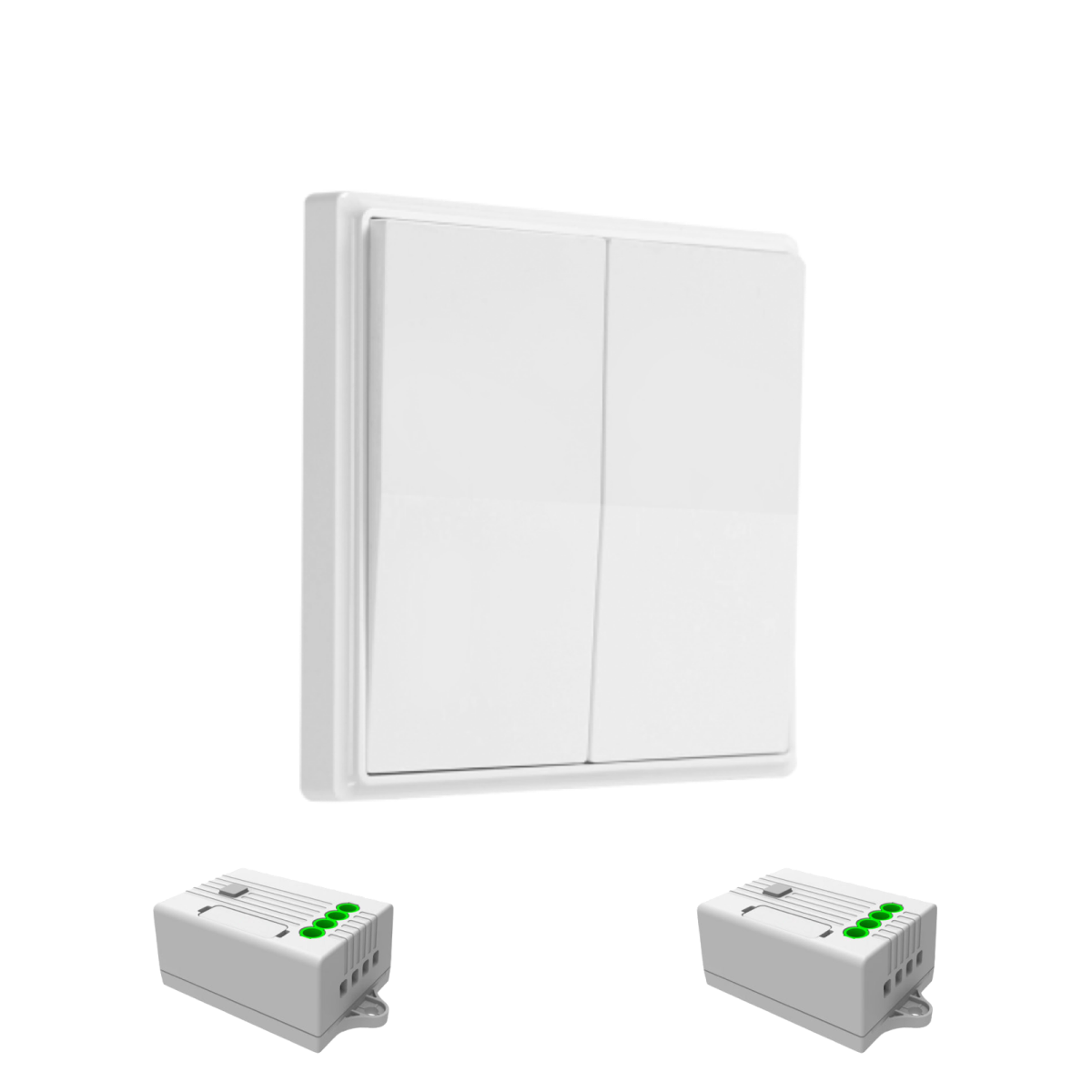 Беспроводной выключатель GRITT Elegance 2кл. белый комплект: 1 выкл., 2 реле 1000Вт