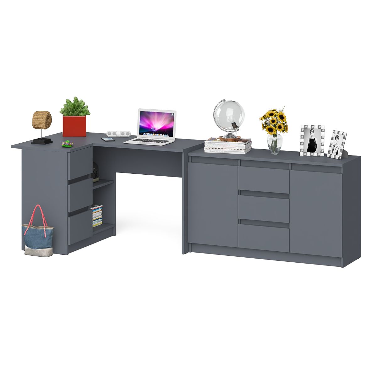 

Тумба-комод СВК Мори МК1200.3 и стол компьютерный МС-16Л графит, 245х85х77 см, МС-16Л+МК1200.3-ГФ