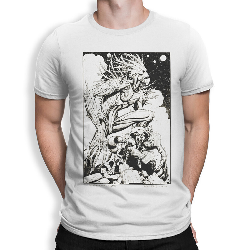 Футболка мужская Dream Shirts Енот Ракета и Грут 1000780-2 белая 3XL