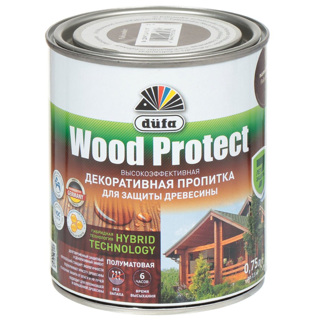 фото Пропитка dufa, wood protect, для дерева, бесцветная, 0.75 л