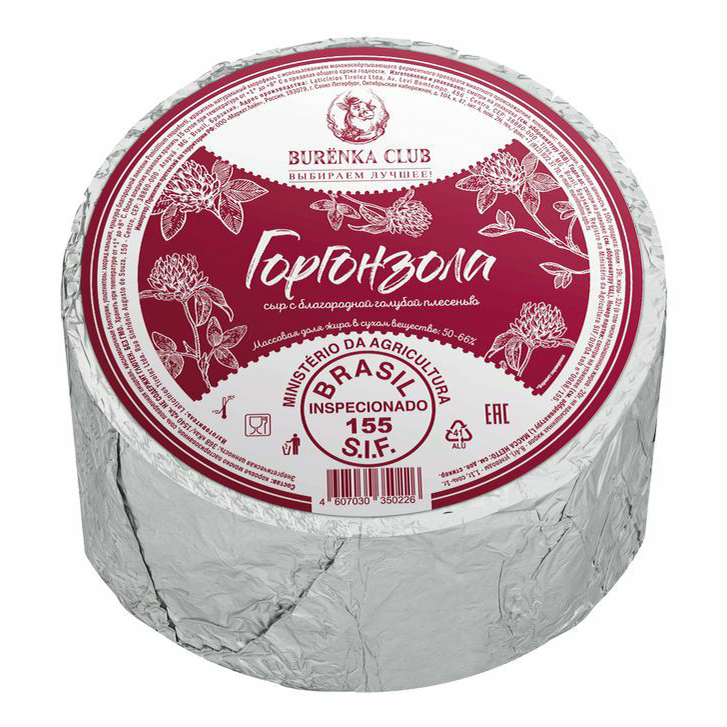 Сыр мягкий Burёnka Club Горгонзола с благородной голубой плесенью 50 - 66%