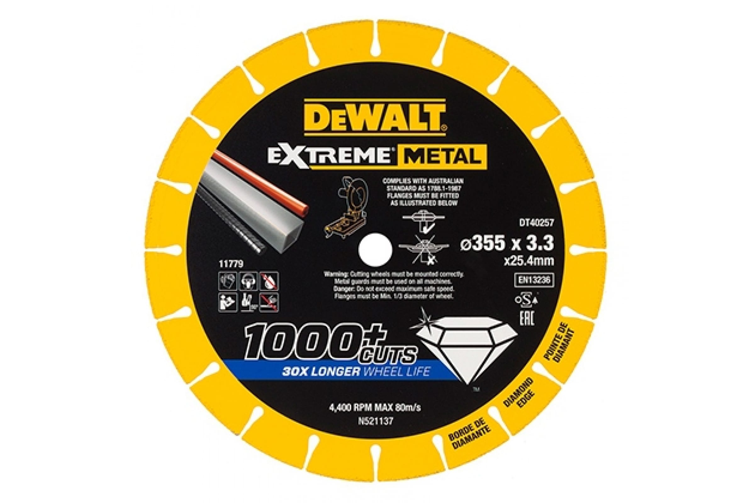 фото Алмазный диск отрезной по металлу 355x25 dewalt dt40257-qz