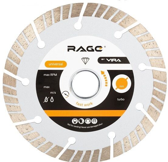 Алмазный диск VIRA RAGE турбо-сегментный 230мм 606230 диск алмазный турбосегментный hq vira rage 606230 230мм