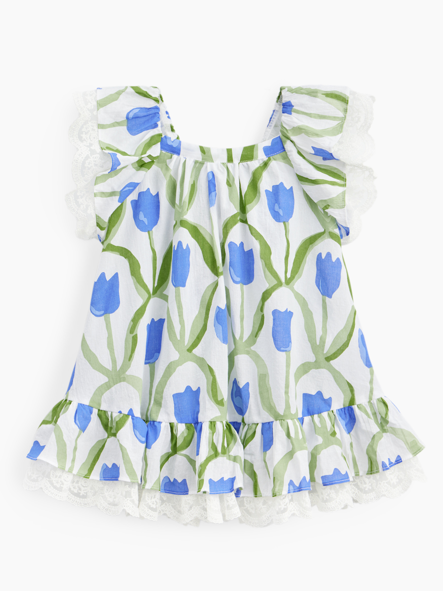 Платье детское Happy Baby 88189, blue flower, 122 футболка оверсайз с коротким рукавом оранжевая button blue 152