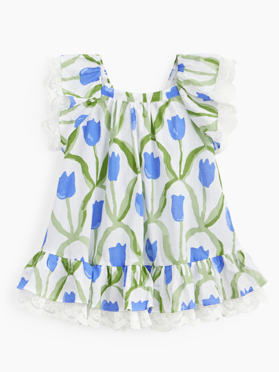 Платье детское Happy Baby 88189, blue flower, 122 футболка с коротким рукавом и дизайнерскими акцентами красная button blue 98