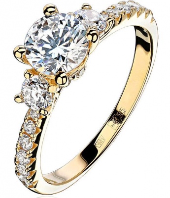 

Кольцо помолвочное из желтого золота р. , Эстет 01К1313715, фианит, 01К1313715