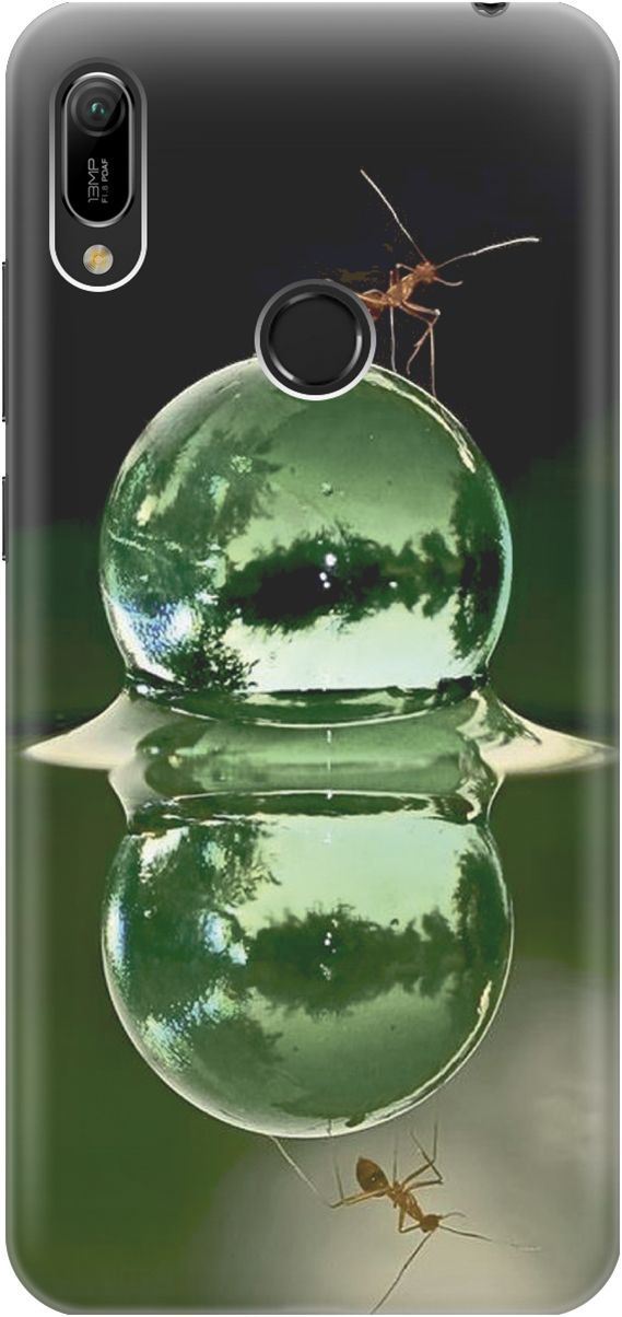 

Чехол на Honor 8A/8A Pro/Huawei Y6 (2019)/Y6 Prime (2019) "Жук на пузырьке", Зеленый;черный, 2233