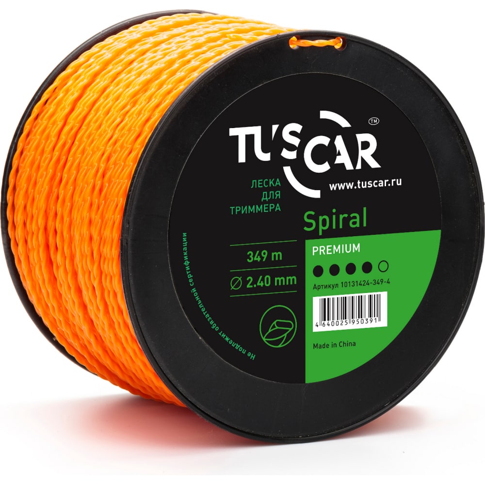 

TUSCAR Леска для триммера Spiral, Premium, 2.4mmx349m 10131424-349-4