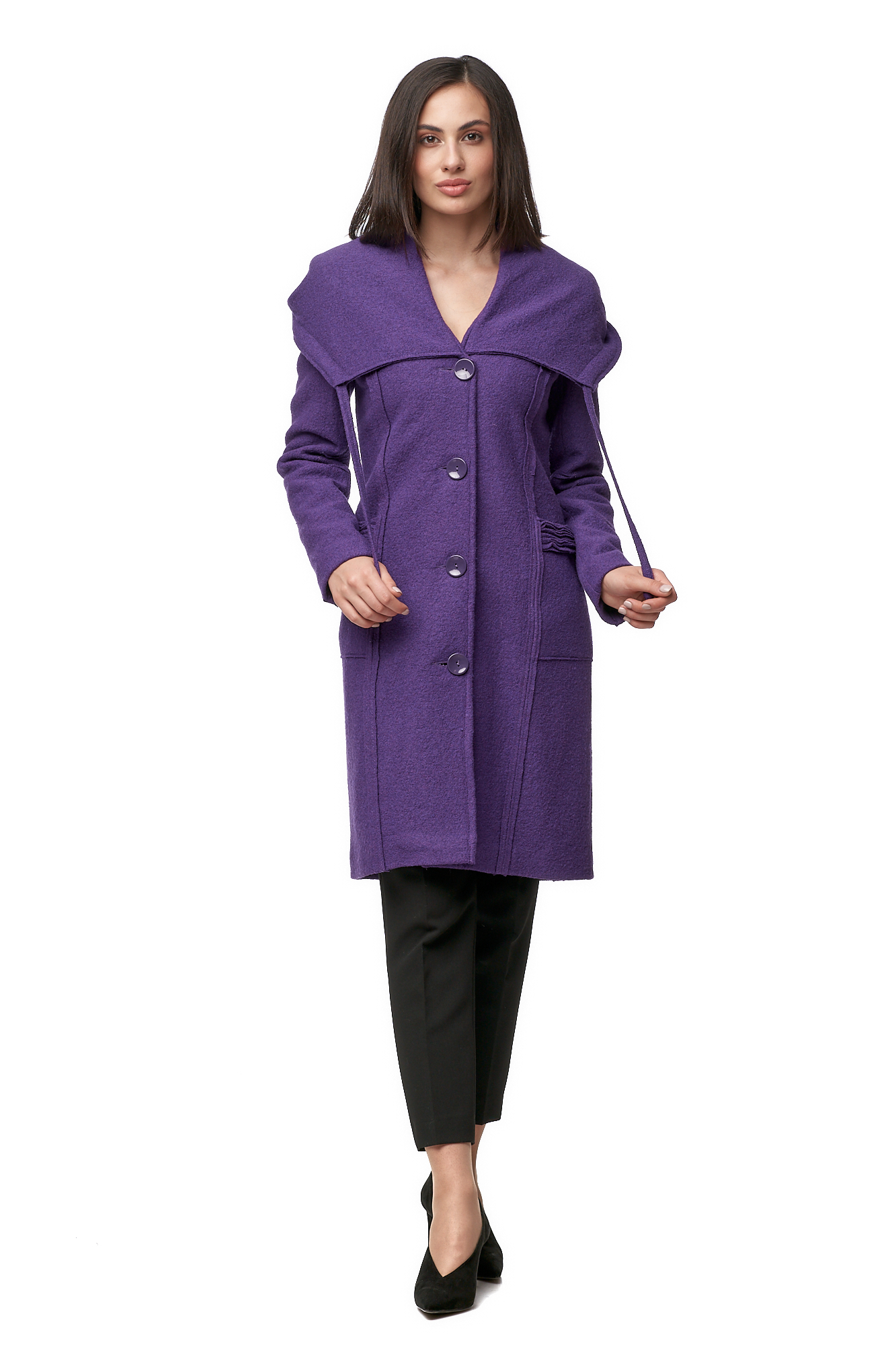 Пальто женское МОСМЕХА 8012505 фиолетовое 42 RU