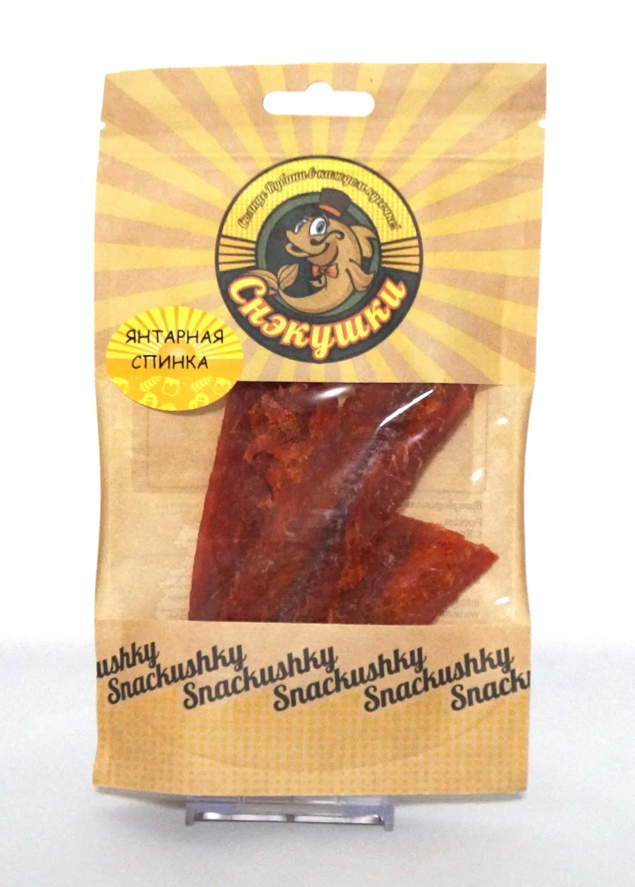 

Рыбка янтарная Снэкушки спинка без кожи, сушёная, с перцем, 70 г