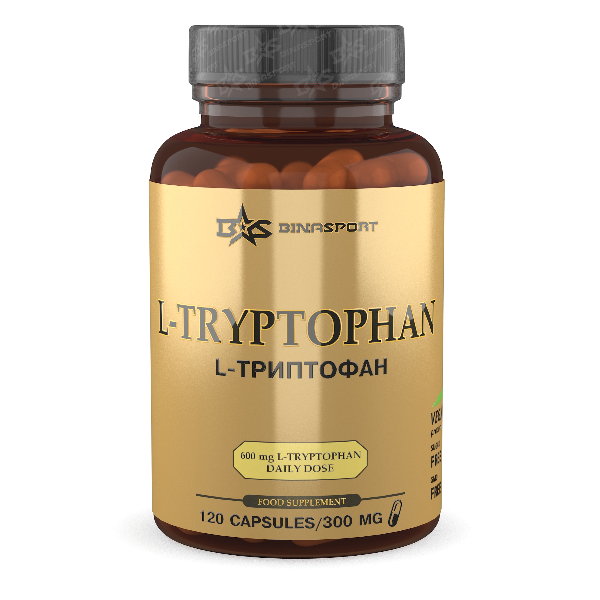 Л-Триптофан Binasport в капсулах по 300 мг L-TRYPTOPHAN 120 капс 539₽