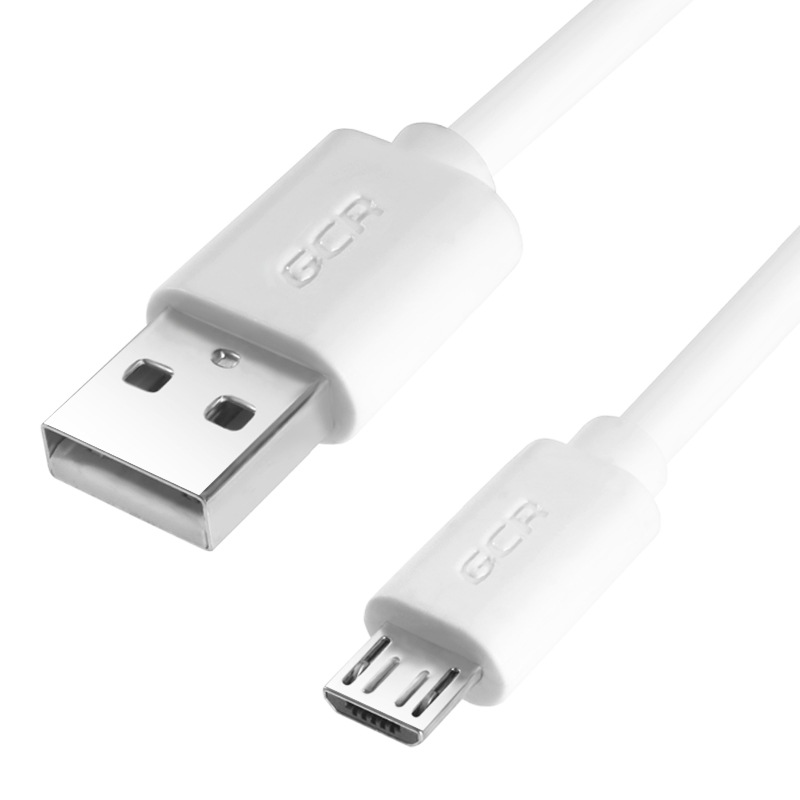 фото Gcr кабель 0.5m usb 2.0, am/microb 5pin, белый, 28/28 awg, экран, морозостойкий