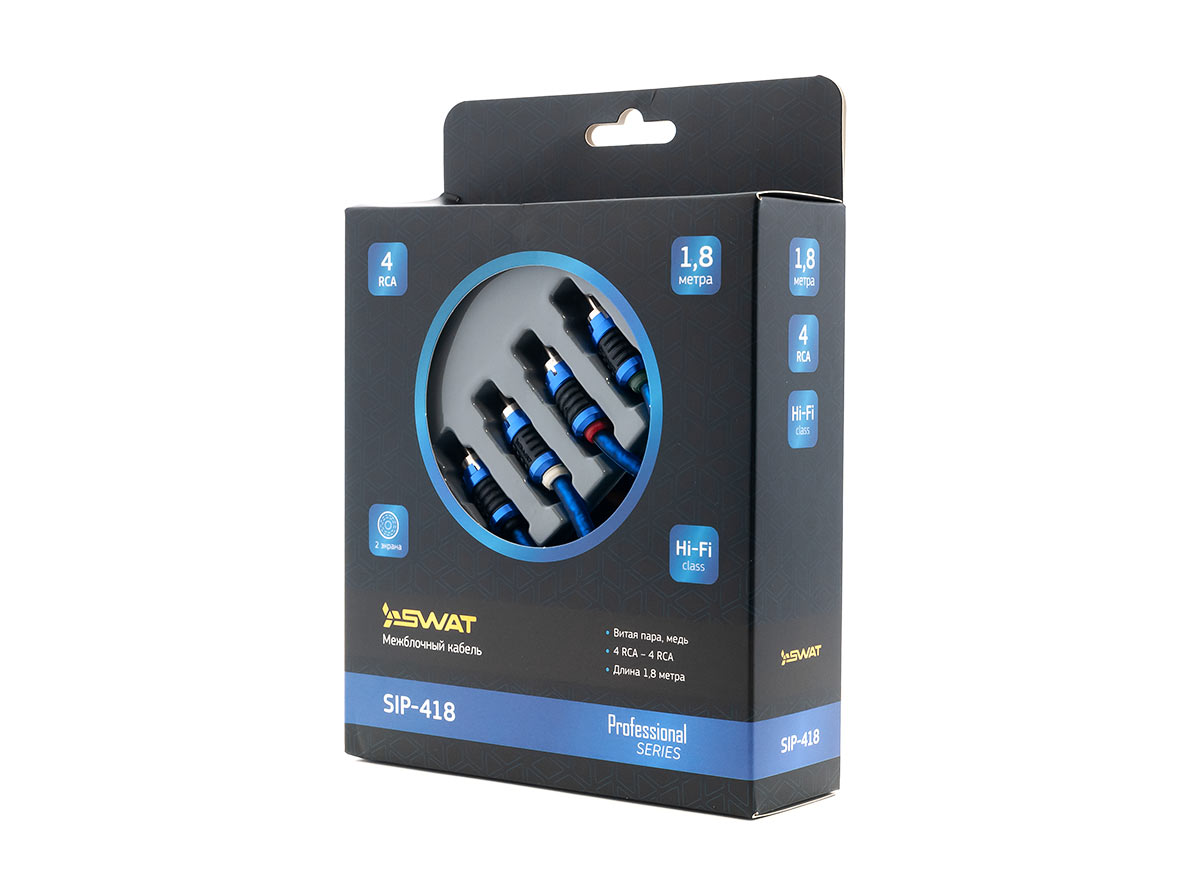 фото Кабель swat sip-418 4rca-4rca, 1.8м