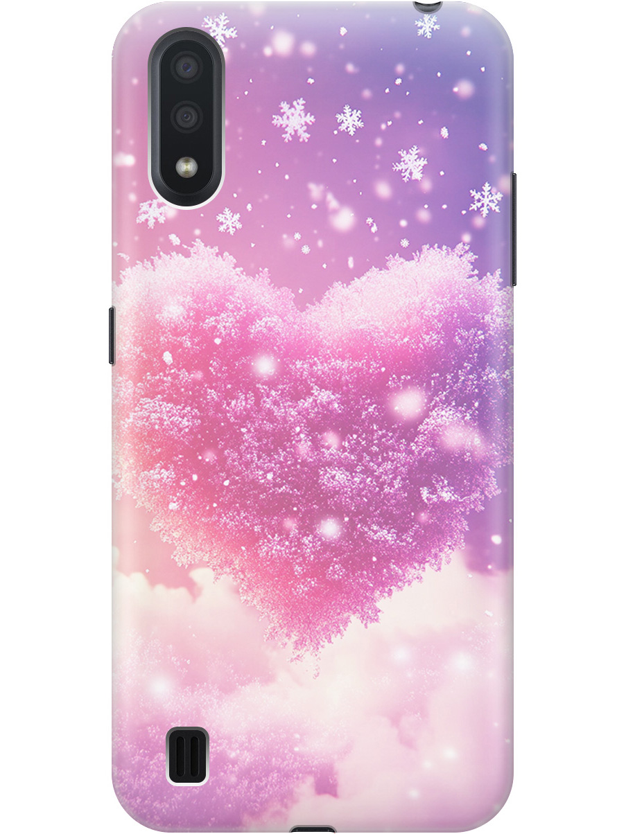 

Силиконовый чехол на Samsung Galaxy A01 с принтом "Пушистое сердце", Прозрачный;белый;розовый, 722444491
