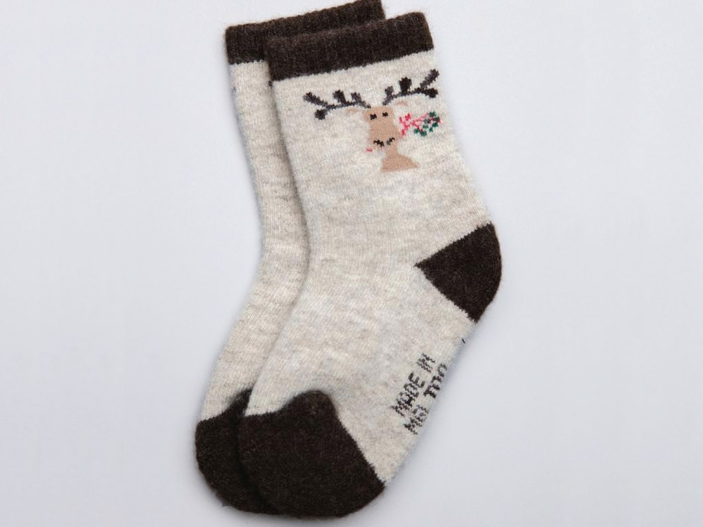 фото Детские носки монголка из 100% монгольской шерсти 02153 р.14-16 р.серые