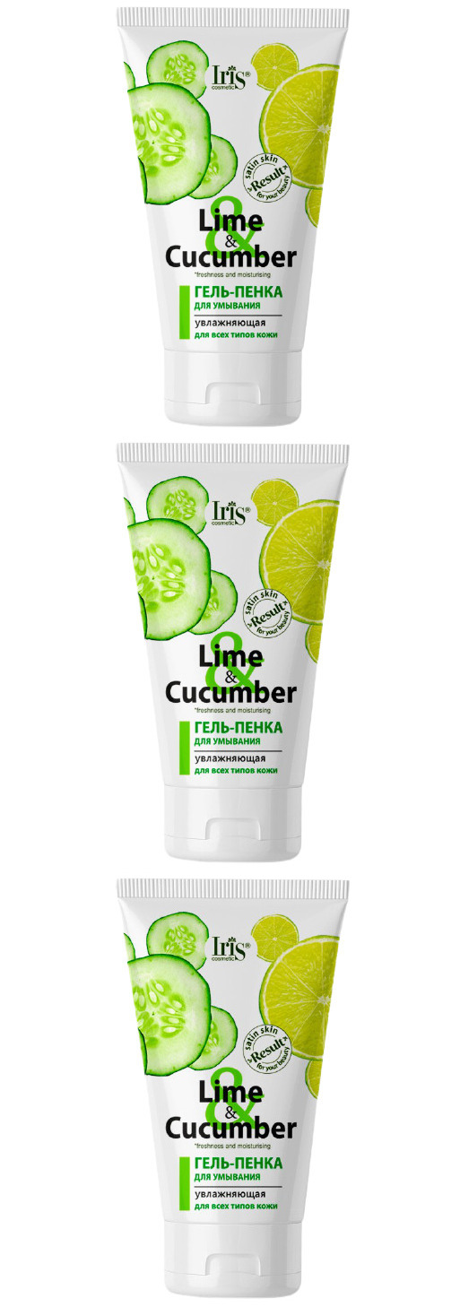 

Гель-пенка Iris Lime & Cucumber для умывания Увлажняющая для всех типов кожи 150 мл, 3 шт